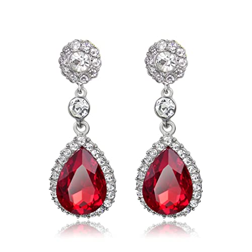 YAZILIND Dame Cubic Zirkonia Ohrhänger Jahrgang Watertropfen Prom Hypoallergen Braut Hochzeit Statement (Rot) von YAZILIND