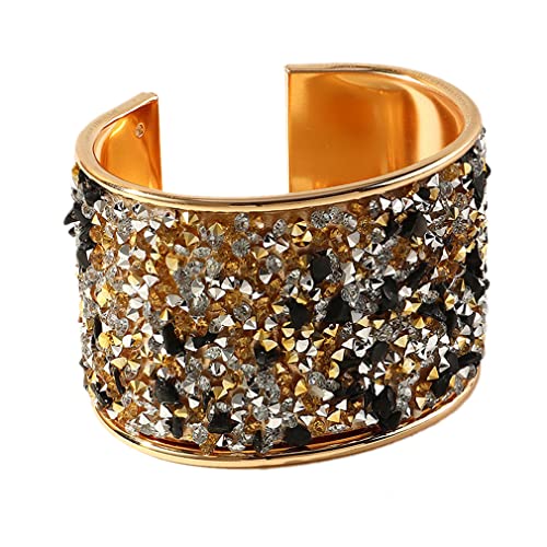 YAZILIND Damen Armbänder Bohemian Strass Armreif Weit Offen Vintage Kubanischer Schmuck (Bunt) von YAZILIND