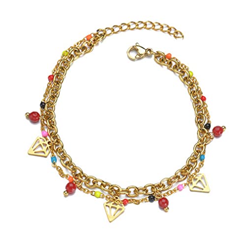 YAZILIND Damen Armbänder Türkis Auge Perlen Anhänger Verstellbare Kette Vergoldetes Vintage Armband (#2) von YAZILIND