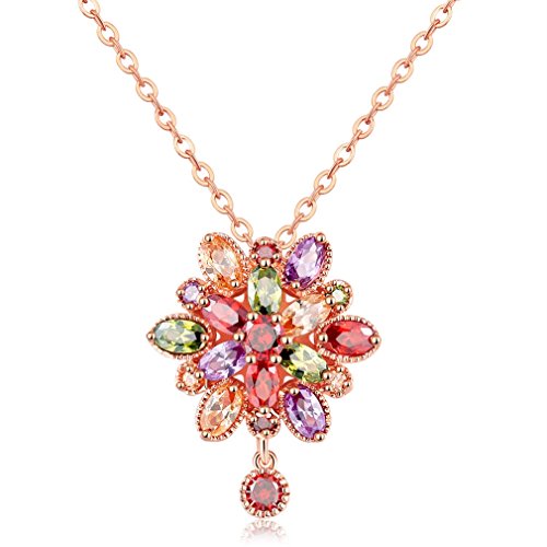 YAZILIND Damen Halskette Farbe Blume Zirkon Rose vergoldet Anhänger Kette Schmuck YAZILIND Damen Halskette Farbe Blume Zirkon Rose vergoldet Anhänger Kette Schmuck von YAZILIND