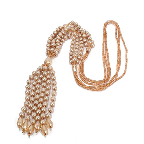 YAZILIND Damen-Halskette mehrschichtig Kunstharz Perlen elegant Schlüsselbein langer Pullover Party Vintage-Halskette (Kaffee) von YAZILIND