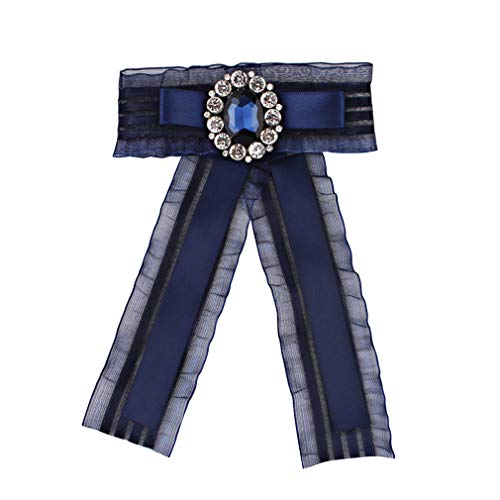 YAZILIND Damen Mädchen Strass Bowknot Fliege Anzug Hemd Krawattennadeln Krawatte Pin Brosche Schleife für Hochzeitsfeier Blau von YAZILIND