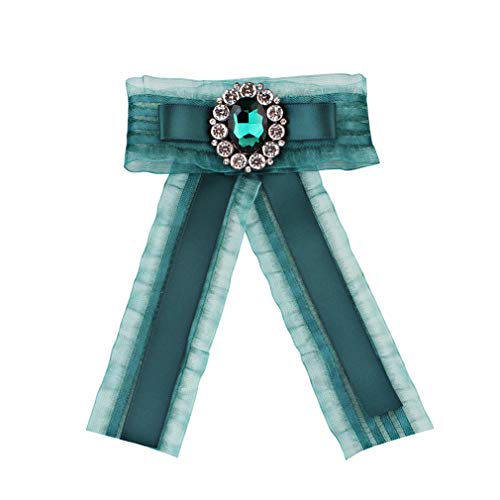 YAZILIND Damen Mädchen Strass Bowknot Fliege Anzug Hemd Krawattennadeln Krawatte Pin Brosche Schleife für Hochzeitsfeier Grün von YAZILIND