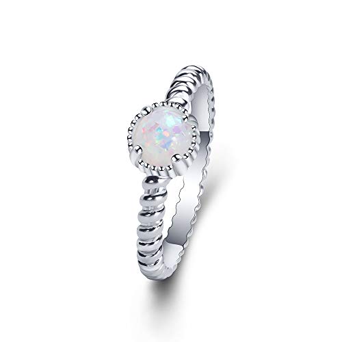 YAZILIND Damen Ring Silberring aus Verlobung handgearbeitet besetzt Opal Eternity Band Schmuck (18,1) von YAZILIND