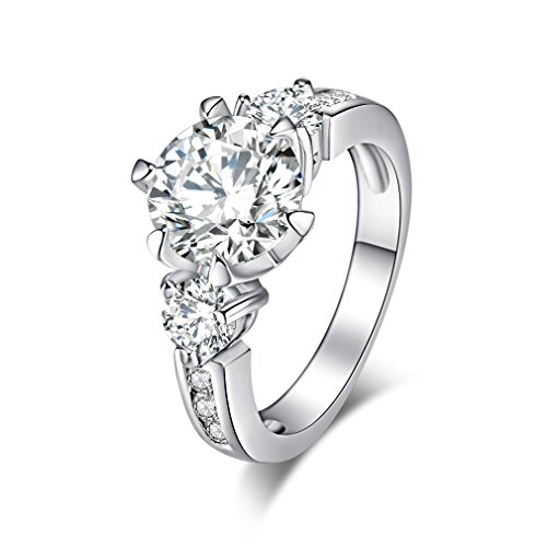 YAZILIND Damen Ringe elegant platiniert Intarsien glänzend Zirkon für Engagement Größe 18.8 von YAZILIND