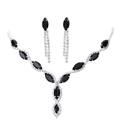YAZILIND Damen schmuck Strass Wassertropfenform Halskette Ohrringe Set (B) von YAZILIND