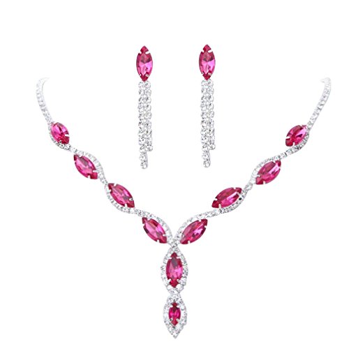 YAZILIND Damen schmuck Strass Wassertropfenform Halskette Ohrringe Set (C) von YAZILIND