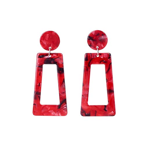 YAZILIND Einfache Persönlichkeit Dangle Ohrring Retro Geometric Resin Acryl Anhänger Anhänger Ohrring Frauen Schmuck Geschenk (Rot) von YAZILIND