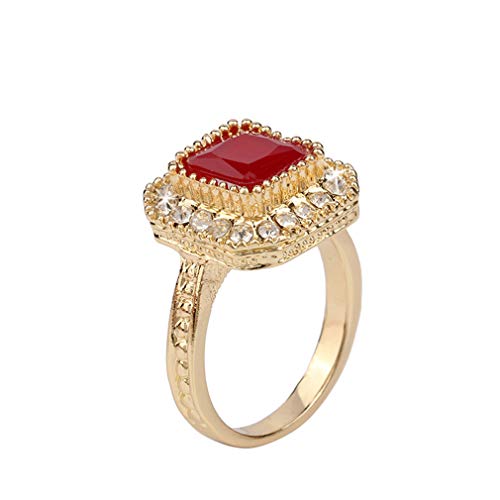 YAZILIND Elegante Damen Ring Vintage Klassische Edelstein Aussage Ringe Frauen Hochzeit Engagement Schmuck Rot 17,2 von YAZILIND