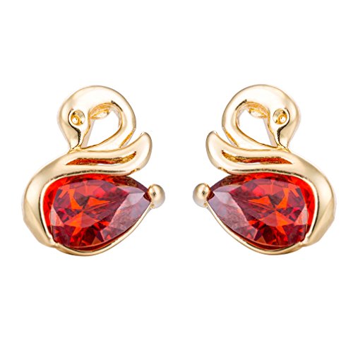 YAZILIND Elegantes Gold überzogene Schwan-Form Rote kubische Zirconia-Bolzen-Ohrringe für Frauen von YAZILIND
