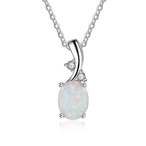 YAZILIND Ellipse Anhänger Opal S925 Intarsien Kristall Frauen Exquisite Halskette Valentine Geschenk (Anhänger: + Kette) von YAZILIND