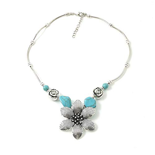 YAZILIND Ethnischer Stil Blumenanhänger Halskette Böhmen Exotische Türkis Halsketten Damenschmuck von YAZILIND