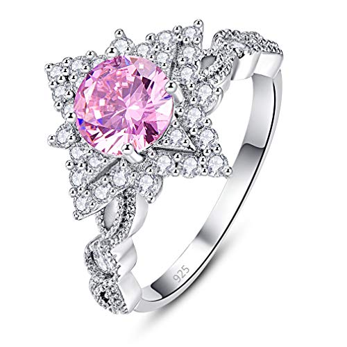 YAZILIND Fashion Delicate Jewelry 925 Sterling Silber überzug kristall Regenbogen Diamant Ring rosa 17.2 von YAZILIND