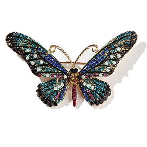 YAZILIND Fashion Insect Farbe Strass Schmetterling Kragen Brosche Frauen Corsage Breastpin Party Schmuck Geschenk Blue-2 von YAZILIND