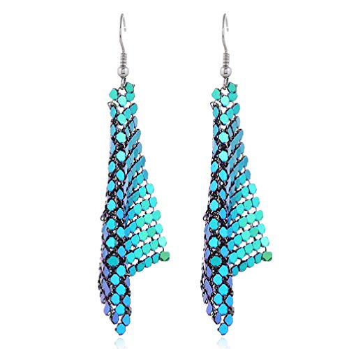 YAZILIND Fashion Pailletten Tropfen Ohrringe Retro Anhänger Long Dangle Fishhook Ohrring Damen Schmuck Geschenk (Blau) von YAZILIND