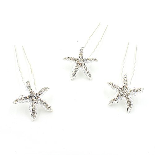 YAZILIND Feine Seestern eingelegten Strass Haarnadeln Mode Frauen Hochzeit Geschenk Haarschmuck (1 Stücke) von YAZILIND