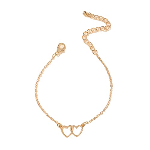 YAZILIND Frauen Armbänder Herz Kette Tennis Eleganter Schmuck Funkeln 14K Gold überzogene Freundschaft Präsent (Golden) von YAZILIND