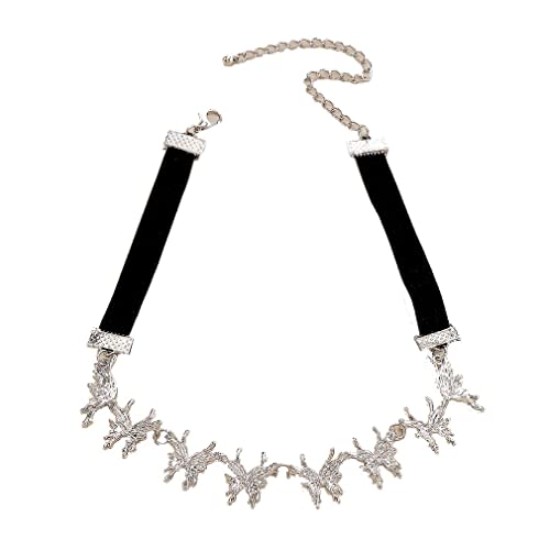 YAZILIND Frauen Choker Clavicle Schmetterling Halskette Schmuck Fit Kleid Vergoldet Vintage Bohemian Punk Party Geschenk (Silber) von YAZILIND