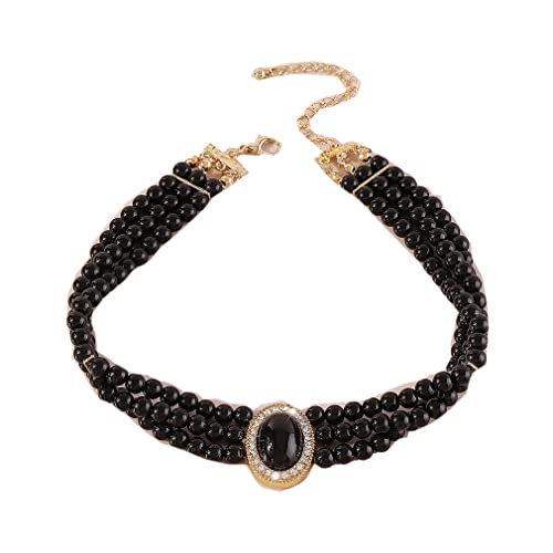 YAZILIND Frauen Choker Süßwasser Perlen Mehrschichtige Henna Tattoo Lolita Vintage Elegant Clavicle Schmuck (Golden2) von YAZILIND