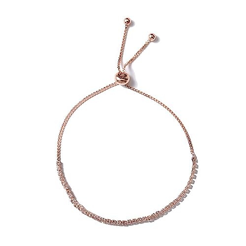 YAZILIND Frauen Cubic Zirkonia Armbänder Eleganter Schmuck Funkeln Stapelbare Party Einstellbare Charm Tennis Armband (Rose Gold) von YAZILIND