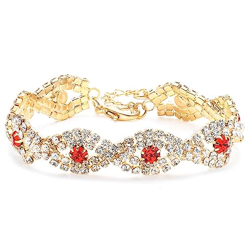 YAZILIND Frauen Cubic Zirkonia Armbänder Mehrschichtige Elegante Vergoldete Schmuck Sparkling Party Charm Tennis Armband (rot) von YAZILIND