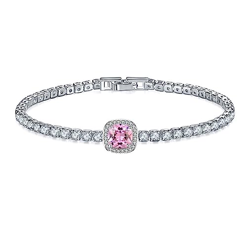 YAZILIND Frauen Cubic Zirkonia Armbänder Stapelbare Elegante Schmuck Freundschaft Präsentieren Party Charm Tennis Armband (Pink) von YAZILIND