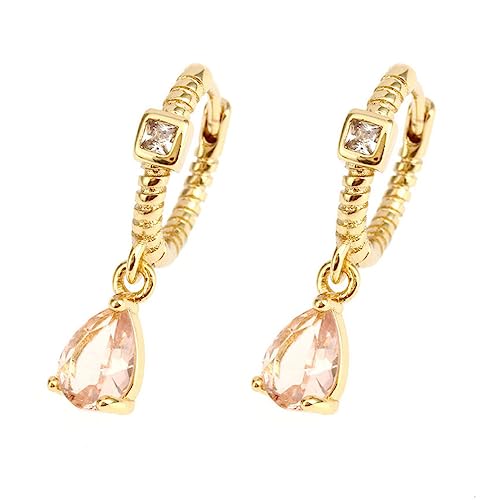 YAZILIND Frauen Dangle Ohrringe Mädchen Cubic Zirkonia Wassertropfen Empfindliche Ohren Gold überzogene elegante hypoallergene Party Schmuck (Champagner) von YAZILIND