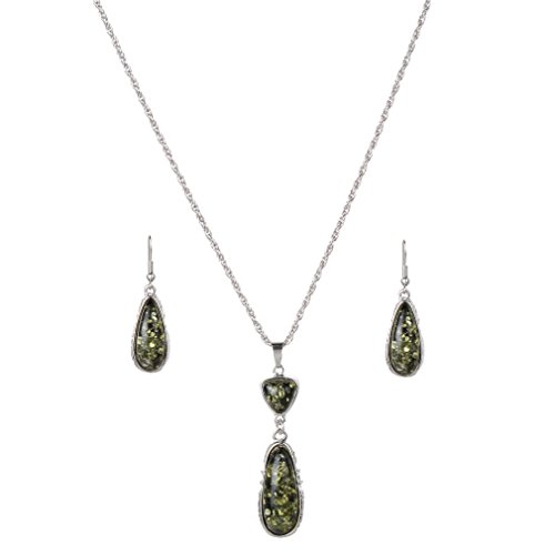 YAZILIND Frauen Frau Charme-Weinlese Grün Gelb Tropfen-Ohrring-Anhänger-Halskette Schmuck-Set von YAZILIND