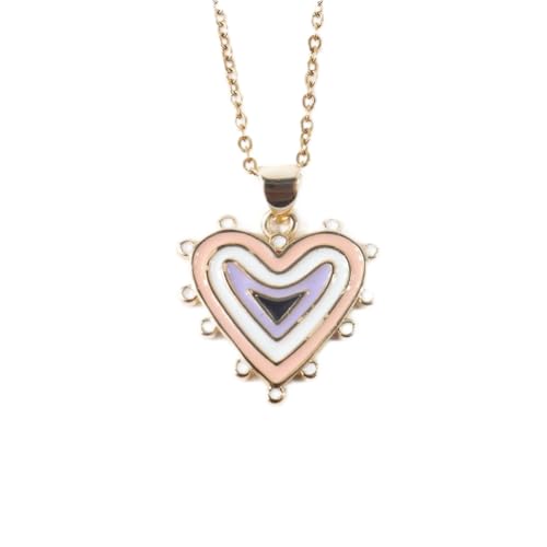 YAZILIND Frauen Halskette Herz Anhänger Gold plattiert Kette Schlüsselbein Party einstellbar Anlaufen resistent Pullover Schmuck (Rosa) von YAZILIND
