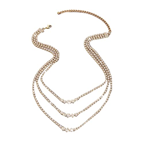 YAZILIND Frauen Halskette Multilayer Cubic Zirkonia Vergoldet Vintage Übertriebene Clavicle Party Schmuck (Golden) von YAZILIND