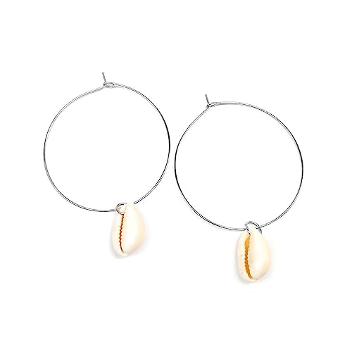 YAZILIND Frauen Hoop Ohrringe Shell Drop Dangle Gold plattiert böhmischen Vintage hypoallergene Party Erklärung (Silber) von YAZILIND