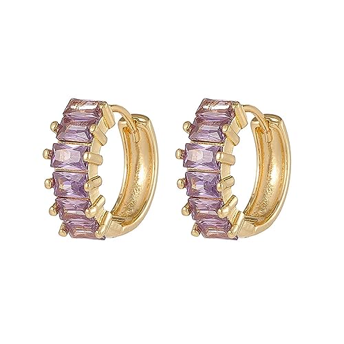 YAZILIND Frauen Ohrringe Hebel-Rücken Cubic Zirkonia Gold plattiert zierlich Party-Schmuck Geburtstag hypoallergen empfindliche Ohren Geschenke (lila) von YAZILIND