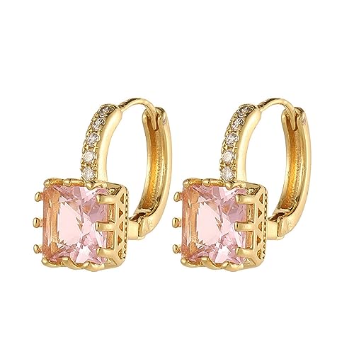 YAZILIND Frauen Ohrringe Leverback Cubic Zirkonia Gold plattiert zierlich Party Schmuck hypoallergen empfindliche Ohren Geschenke (Rosa) von YAZILIND