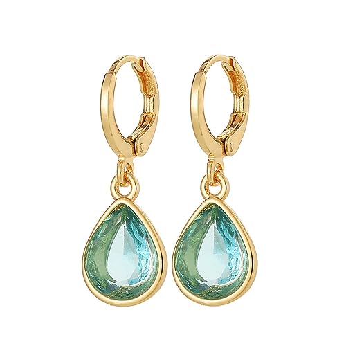 YAZILIND Frauen Ohrringe baumeln Tropfen kubischer Zirkon vergoldet zierlich Party-Schmuck hypoallergen empfindliche Ohren Geschenke (See blau) von YAZILIND