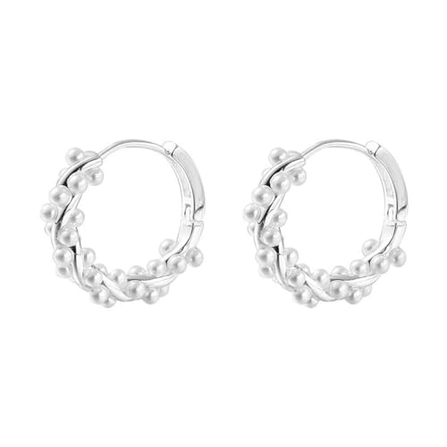 YAZILIND Frauen Ohrstecker Süßwasserperlen Vergoldet Hoop Elegant Party Hochzeit Vintage Schmuck (Silber) von YAZILIND