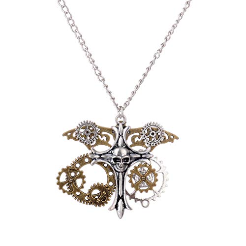 YAZILIND Frauen Punk Vintage Gothic Schädel Flügel Octopus Eule Vogel Schmetterling Biene Insekten Kette Pullover Anhänger Halskette Schmuck Verstellbarer Schädel von YAZILIND