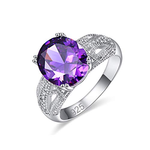 YAZILIND Frauen Ring Oval Cut Amethyst Versprechen Ehering Verlobungsring 17.2 von YAZILIND