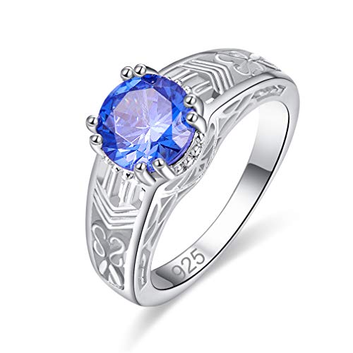 YAZILIND Frauen Ring Runder Regenbogentopas Blauer Saphir Versprechen Ehering Verlobungsring # 2 18.1 von YAZILIND