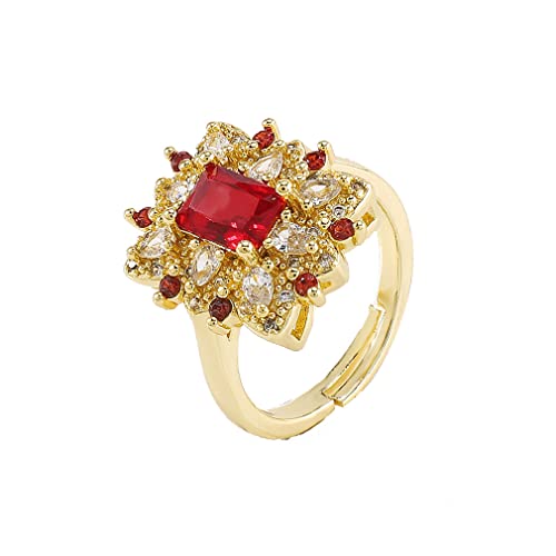 YAZILIND Frauen Ringe Cubic Zirkonia Gold Plated Open Vintage Cocktail Court Hochzeit Verlobung Schmuck (rot) von YAZILIND
