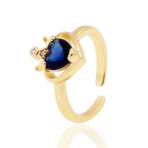 YAZILIND Frauen Ringe Einstellbare Engagement Herz Cubic Zirkonia 18K Gold plattiert Partei hohe polnische Schmuck Geschenk (blau) von YAZILIND