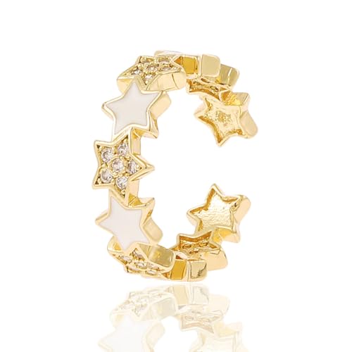 YAZILIND Frauen Ringe Einstellbare Open Band Engagement Cubic Zirkonia Star Eternity Hochzeit Party Schmuck Geschenk (Weiß) von YAZILIND