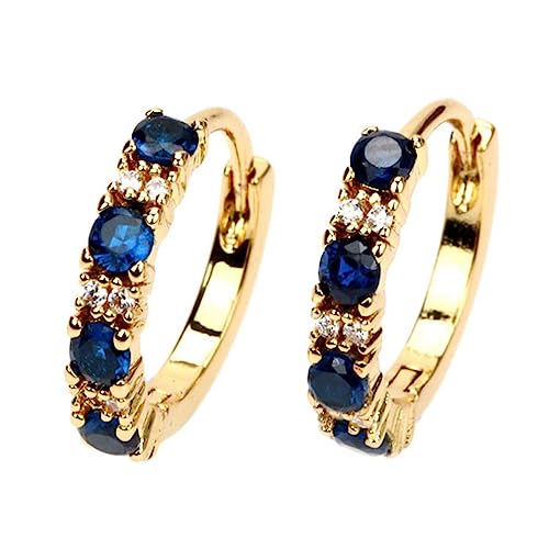 YAZILIND Frauen Stud Ohrringe Mädchen Cubic Zirkonia Runde Sensible Ohren Vergoldet Minimalist Vintage Hypoallergen Party Schmuck (Blau) von YAZILIND