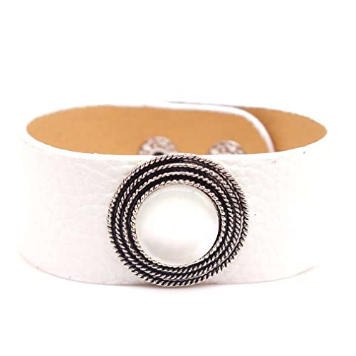 YAZILIND Frauen Süßwasser Perlen Armreif Leder Breite Vintage Schmuck Kubanische Hip Hop Armband Zubehör (Weiß) von YAZILIND