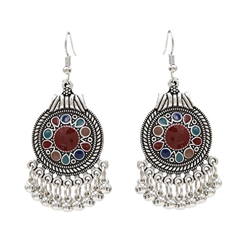 YAZILIND Frauen Tropfen Baumeln Böhmischen Ohrringe Perlen Quaste Disc Retro Angelhaken Ohrringe Erklärung Vintage Ethnic Schmuck Rot von YAZILIND