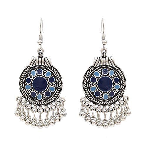 YAZILIND Frauen Tropfen Baumeln Böhmischen Ohrringe Perlen Quaste Disc Retro Angelhaken Ohrringe Erklärung Vintage Ethnische Schmuck Blau von YAZILIND