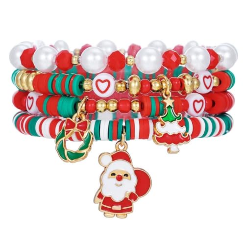 YAZILIND Frohe Weihnachten Multilayer Armband Santa Claus Schneemann Elch Baum Glocke Anhänger Armbänder Urlaub Festival Weihnachten Schmuck für Frauen(#2) von YAZILIND