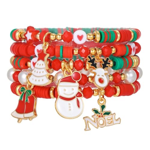 YAZILIND Frohe Weihnachten Multilayer Armband Santa Claus Schneemann Elch Baum Glocke Anhänger Armbänder Urlaub Festival Weihnachten Schmuck für Frauen(#4) von YAZILIND
