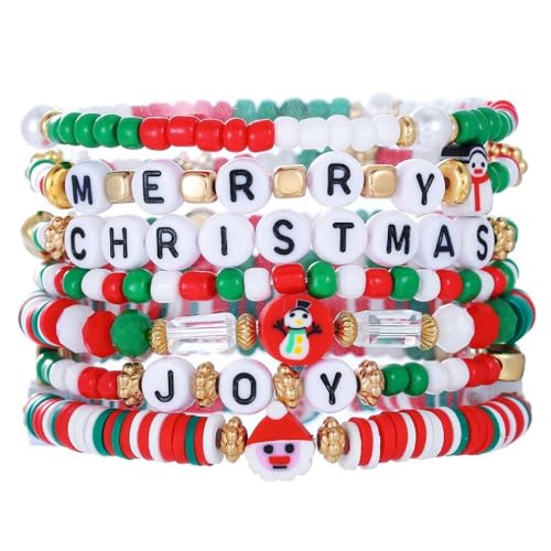 YAZILIND Frohe Weihnachten Multilayer Armband Santa Claus Schneemann Elch Baum Glocke Anhänger Armbänder Urlaub Festival Weihnachten Schmuck für Frauen(#5) von YAZILIND
