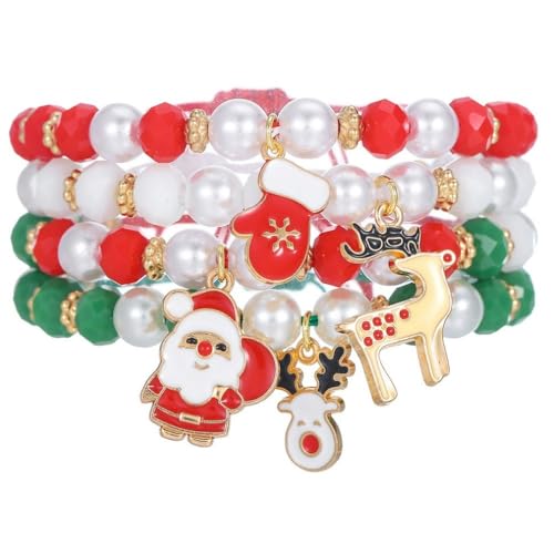 YAZILIND Frohe Weihnachten Multilayer Armband Santa Claus Schneemann Elch Baum Glocke Anhänger Armbänder Urlaub Festival Weihnachten Schmuck für Frauen(#9) von YAZILIND