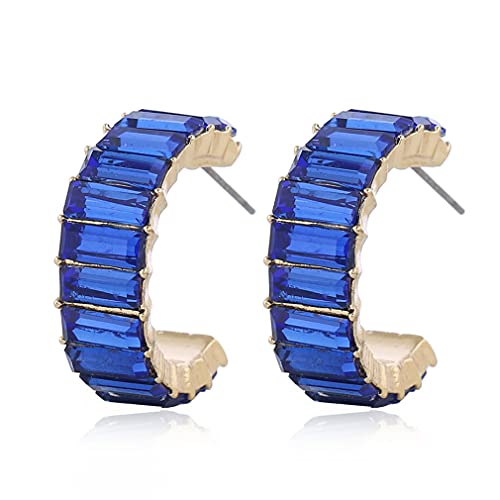 YAZILIND Geometrischer Kubikzircon C-förmige einfache glänzende Ohrstecker für Partymädchen (Blau # 1) von YAZILIND